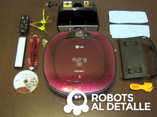 robot aspirador LG Hombot Square VR6470LVMP contenido caja